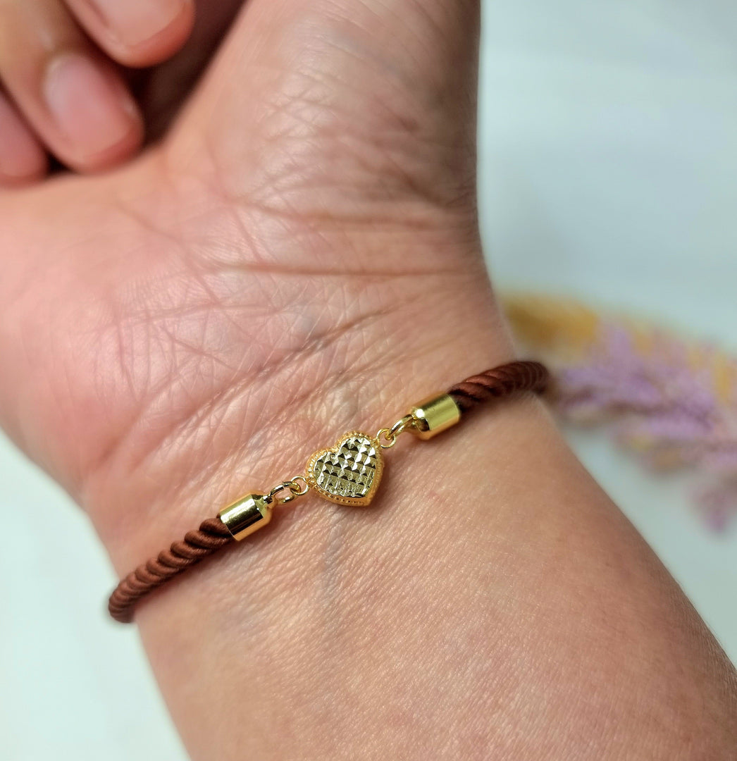 18K Real Gold Heart Thread Bracelet