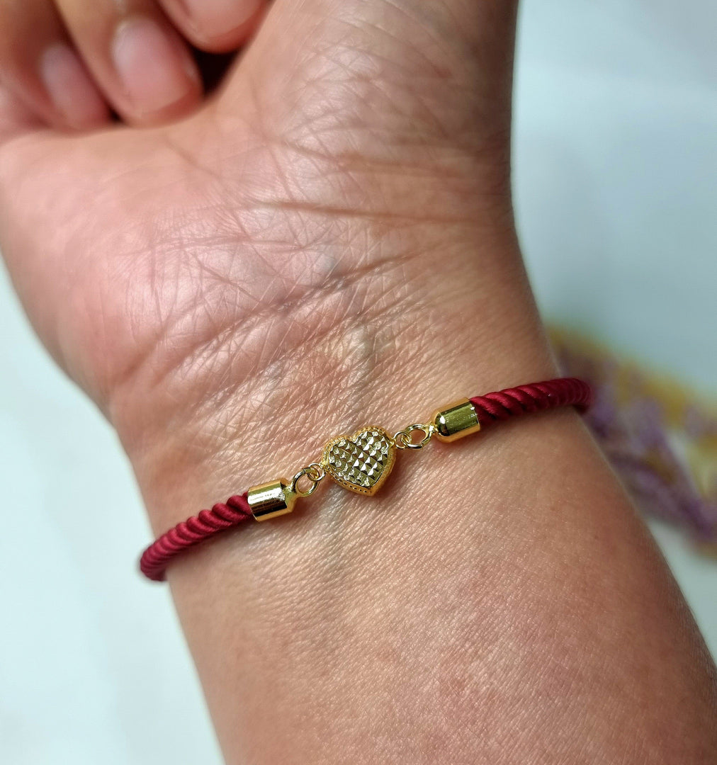 18K Real Gold Heart Thread Bracelet