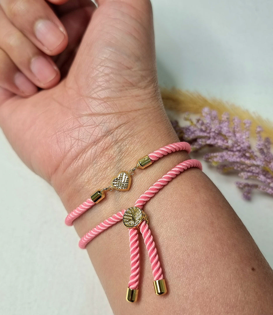 18K Real Gold Heart Thread Bracelet