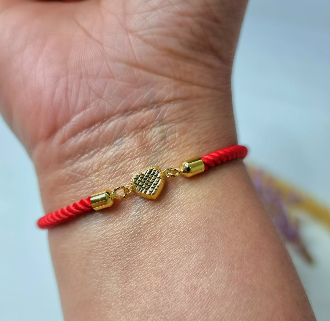 18K Real Gold Heart Thread Bracelet