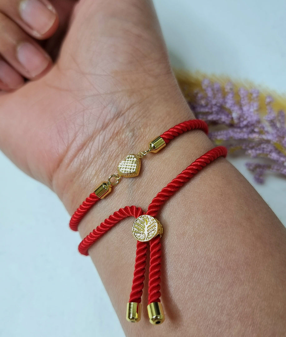 18K Real Gold Heart Thread Bracelet