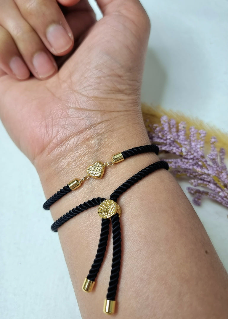 18K Real Gold Heart Thread Bracelet