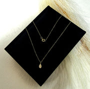18K Real Gold Stone Necklace