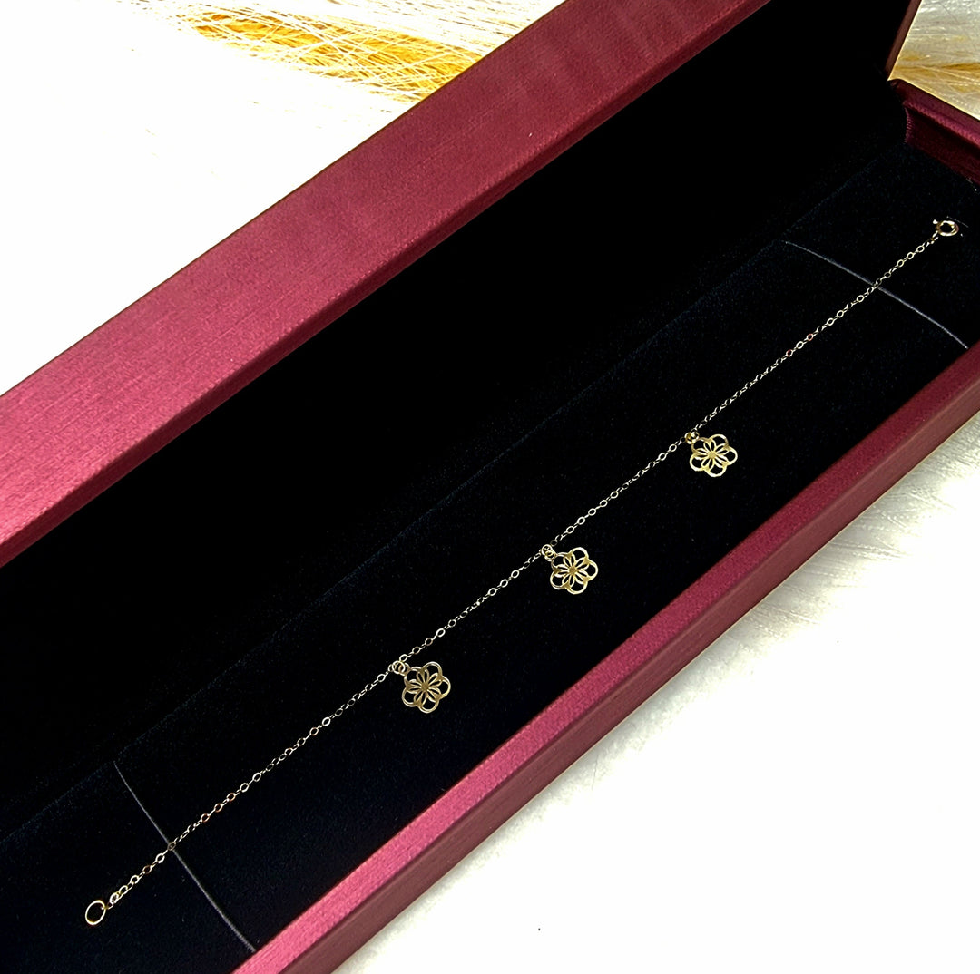18K Real Gold Fine Flower Bracelet