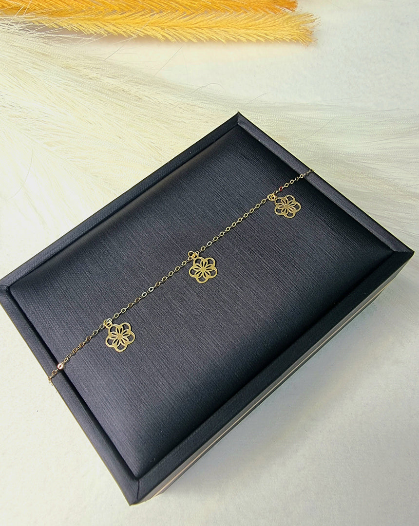18K Real Gold Fine Flower Bracelet