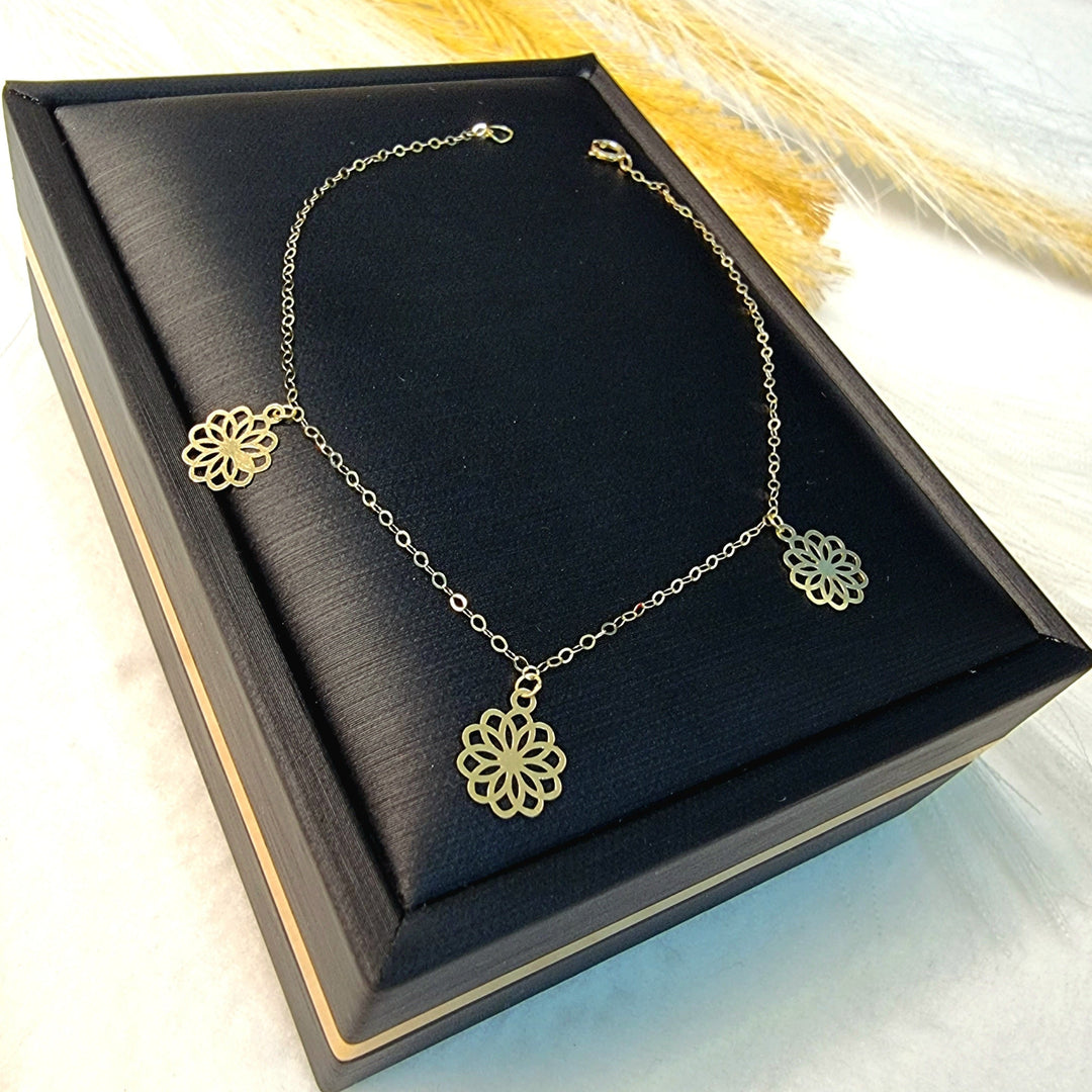 18K Real Gold Fine Flower Bracelet