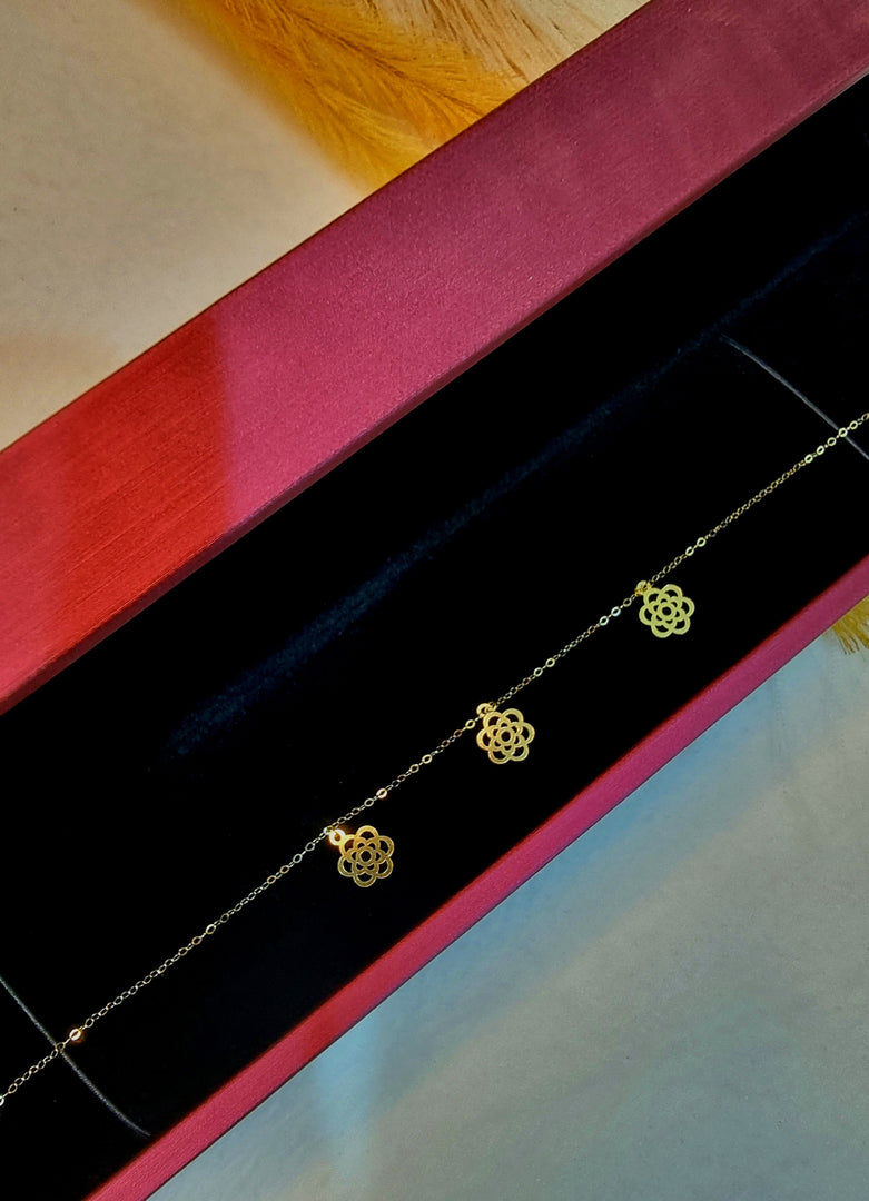 18K Real Gold Fine Flower Bracelet