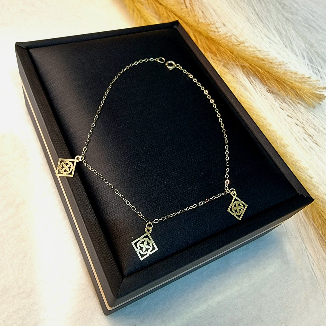 18K Real Gold Fine Square Bracelet