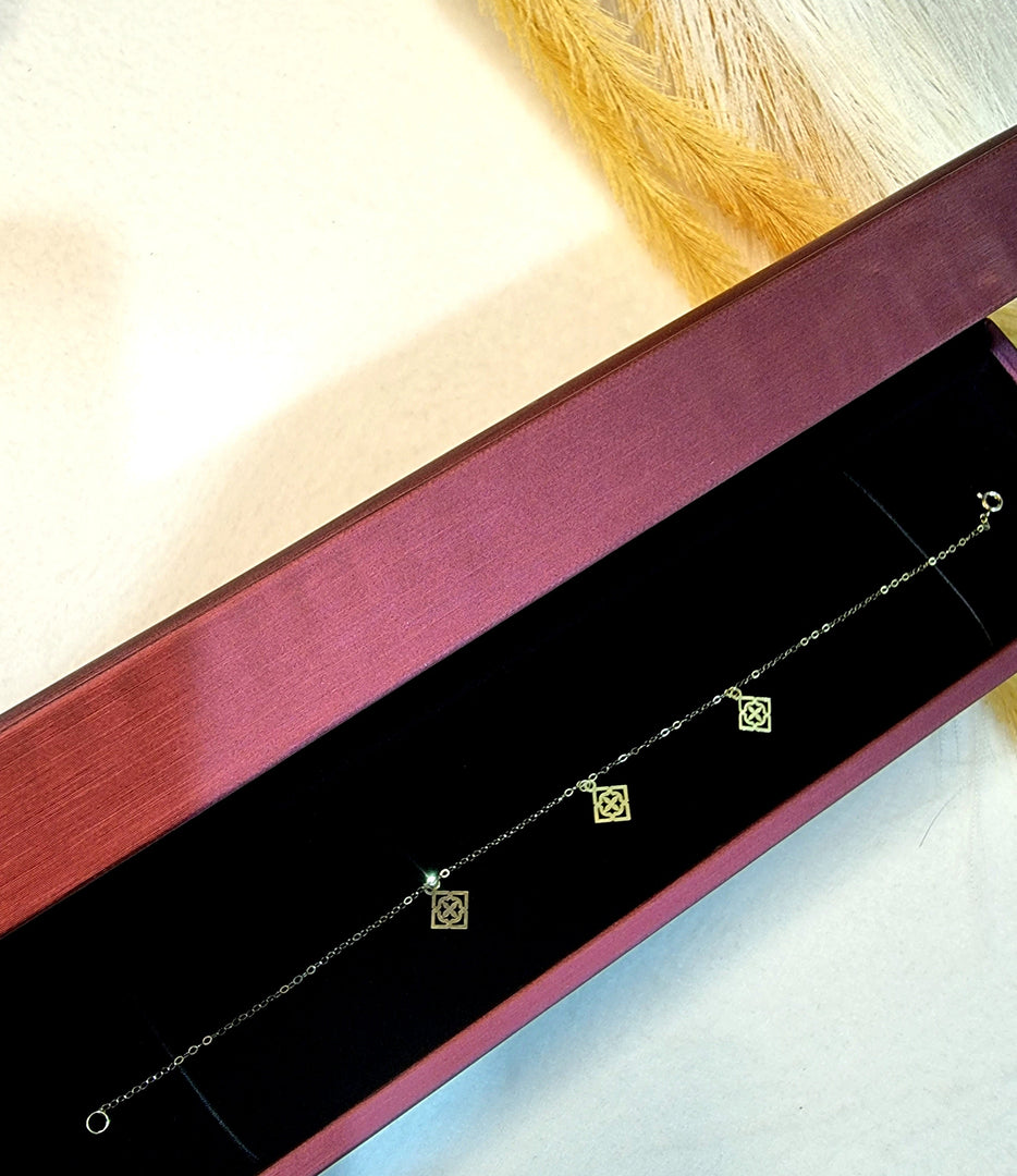 18K Real Gold Fine Square Bracelet