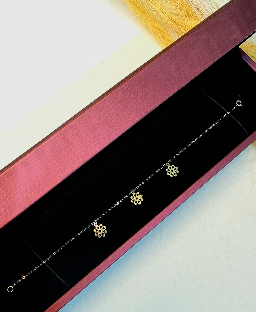 18K Real Gold Fine Flower Bracelet