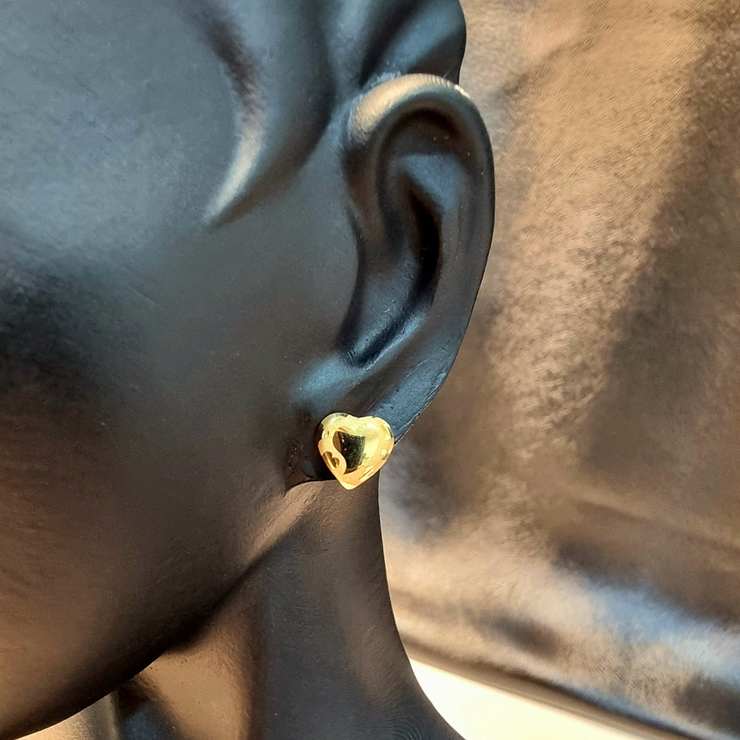 18K Pure Gold Heart Design Earrings