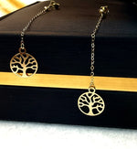 Load image into Gallery viewer, 18K Real Gold Hanging Tree Earring Set
