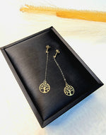 Load image into Gallery viewer, 18K Real Gold Hanging Tree Earring Set
