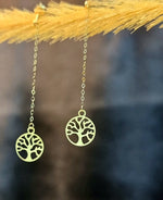 Load image into Gallery viewer, 18K Real Gold Hanging Tree Earring Set
