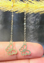 Load image into Gallery viewer, 18K Real Gold Hanging Butterfly Earring Set
