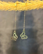 Load image into Gallery viewer, 18K Real Gold Hanging Butterfly Earring Set

