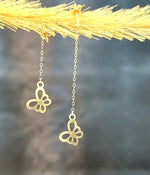 Load image into Gallery viewer, 18K Real Gold Hanging Butterfly Earring Set
