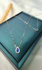 Load image into Gallery viewer, 18K Real Gold Skye Blue Stone Necklace
