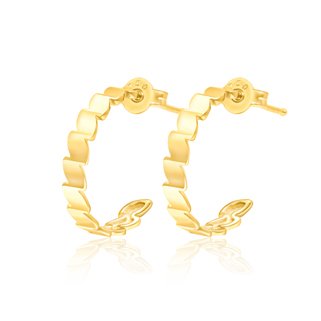 18K Real Gold Half Round Earring Set