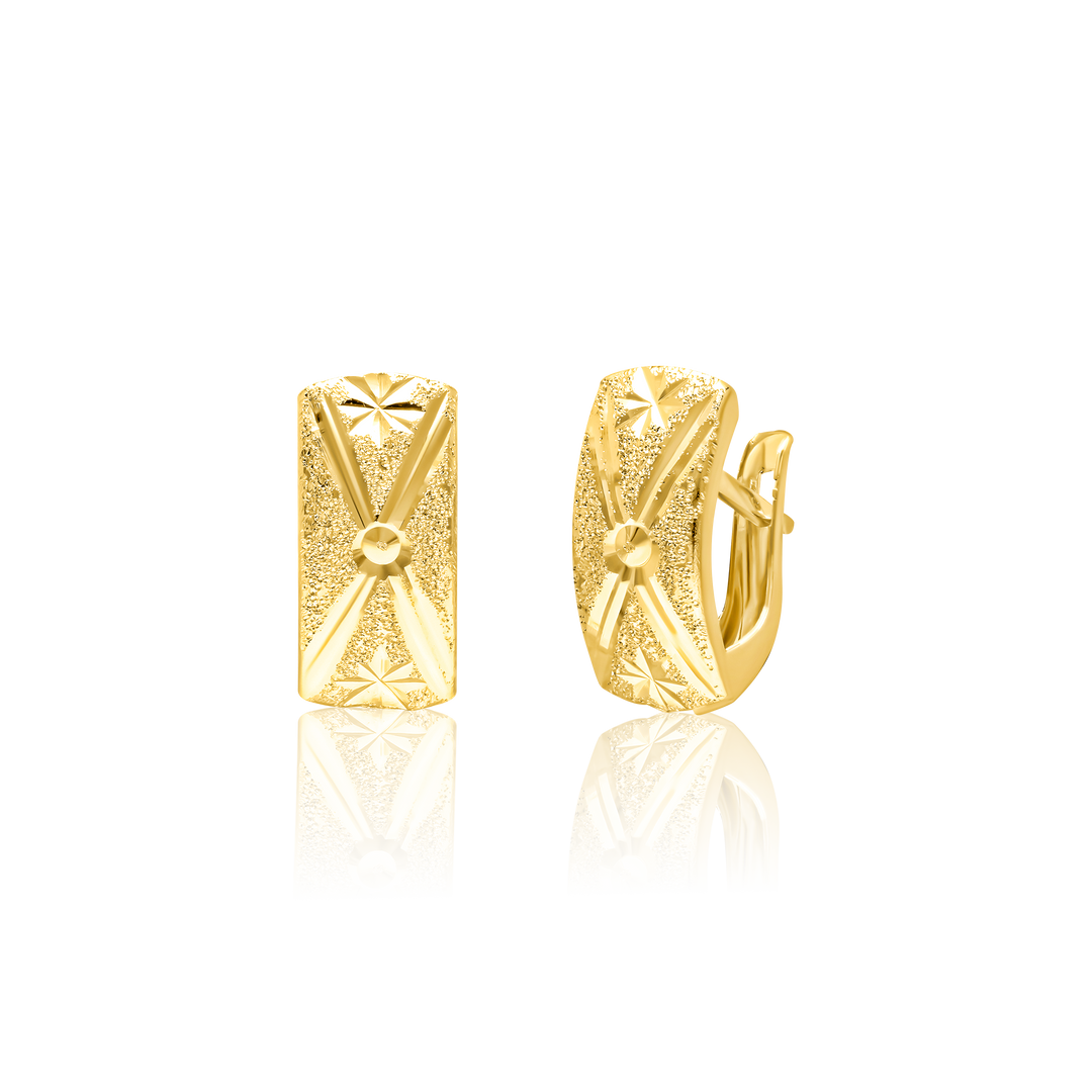 18K Real Gold Curved Clip Earring Set