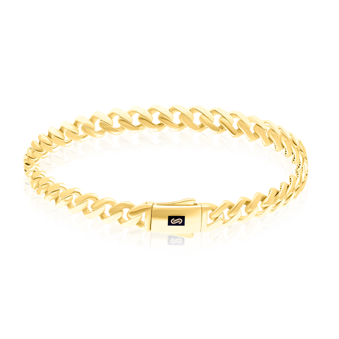 18K Real Gold Elegant Linked Thick Bracelet