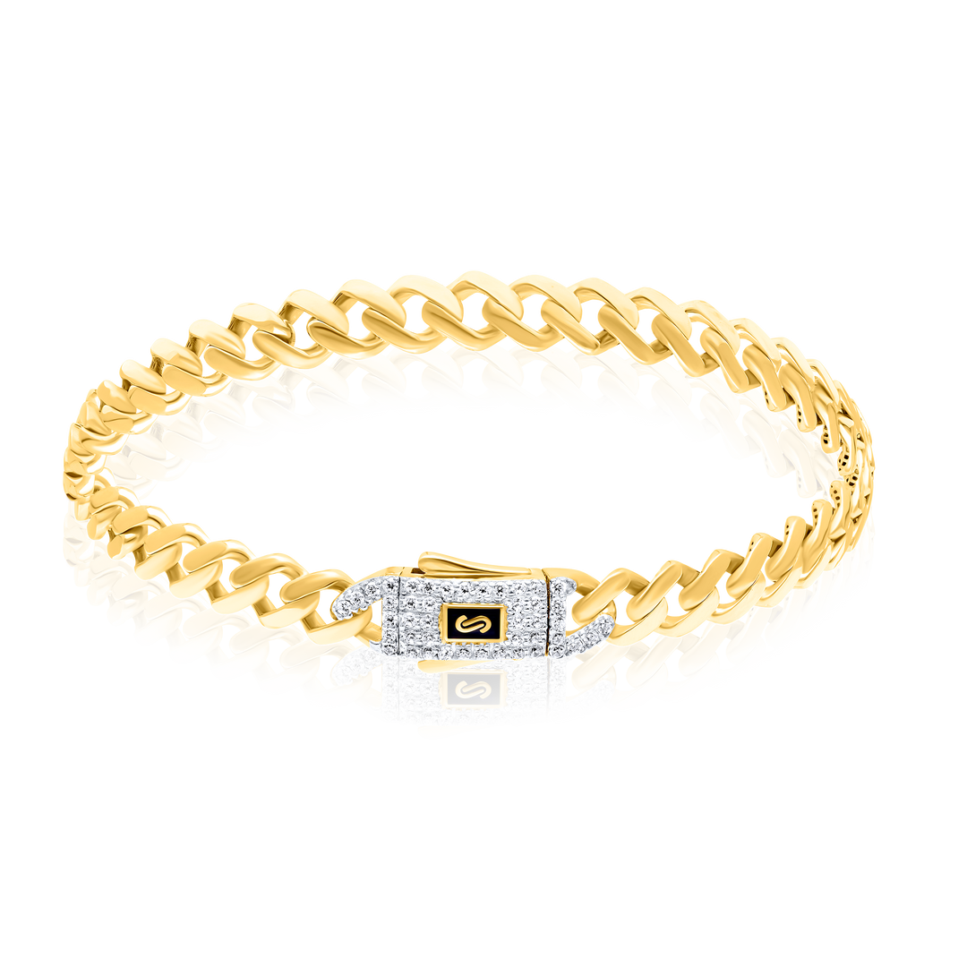 18K Real Gold Elegant Linked Thick Bracelet