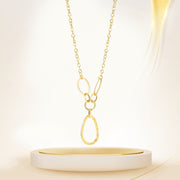 18K Real Gold Oval Linked Necklace