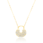 Load image into Gallery viewer, 18K Real Gold Lock Stone Necklace
