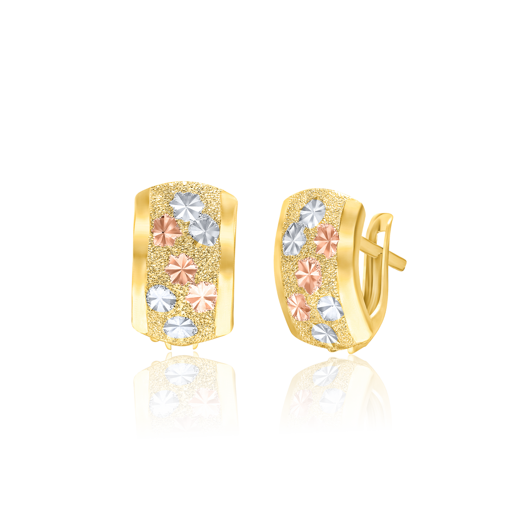18K Real Gold Curved Clip Earring Set