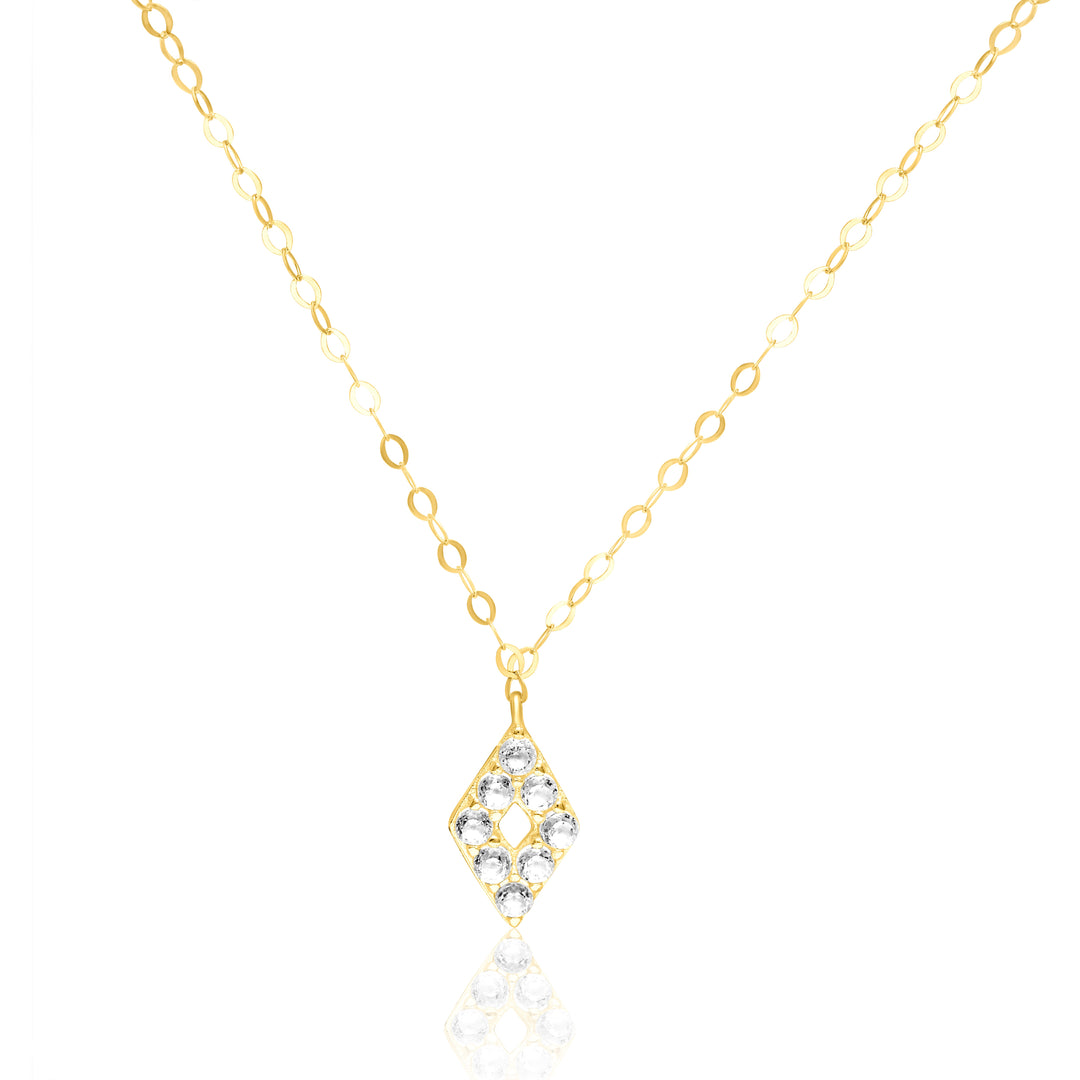 18K Real Gold Stone Diamond Necklace