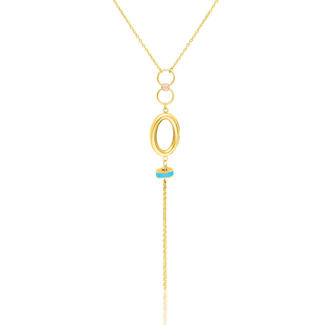 18K Real Gold Long Hanging Necklace