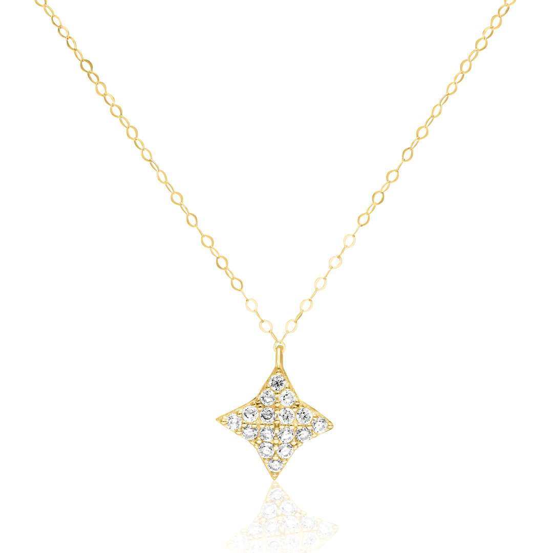 18K Real Gold Stone Star Necklace