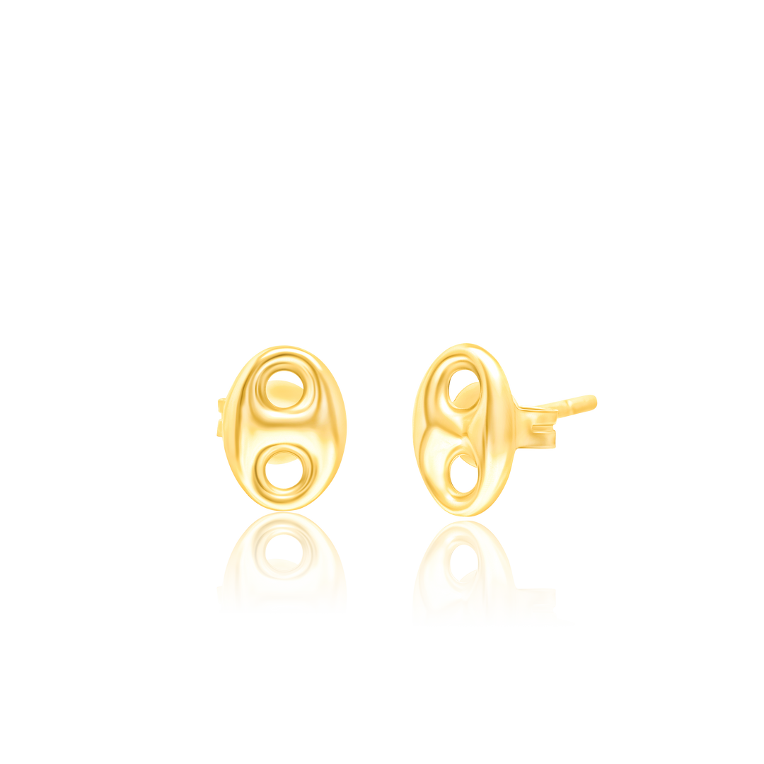 18K Real Gold Oval Earring Set