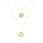 Load image into Gallery viewer, 18K Real Gold 2 Layer Flower Stone Necklace
