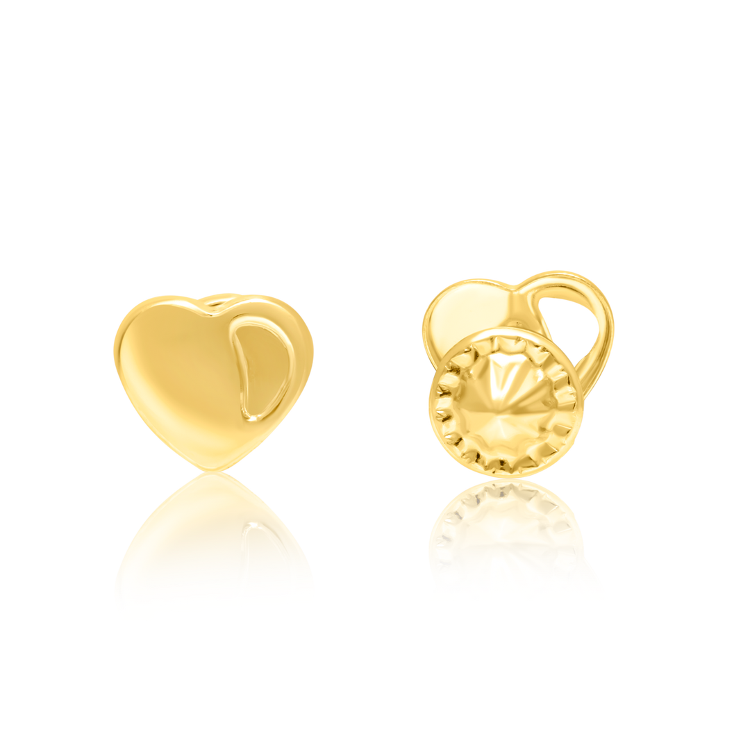 18K Real Gold Heart Screw Earring Set