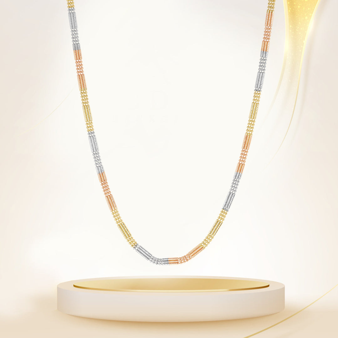 18K Real Gold 3 Color Layer Seed Chain