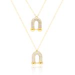 Load image into Gallery viewer, 18K Real Gold 2 Layer U-Linked Stone Necklace
