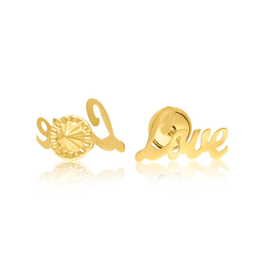 18K Real Gold Love Screw Earring Set