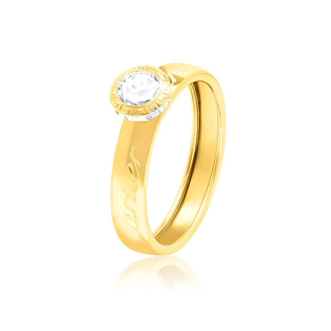 18K Real Gold C.R Stone Ring