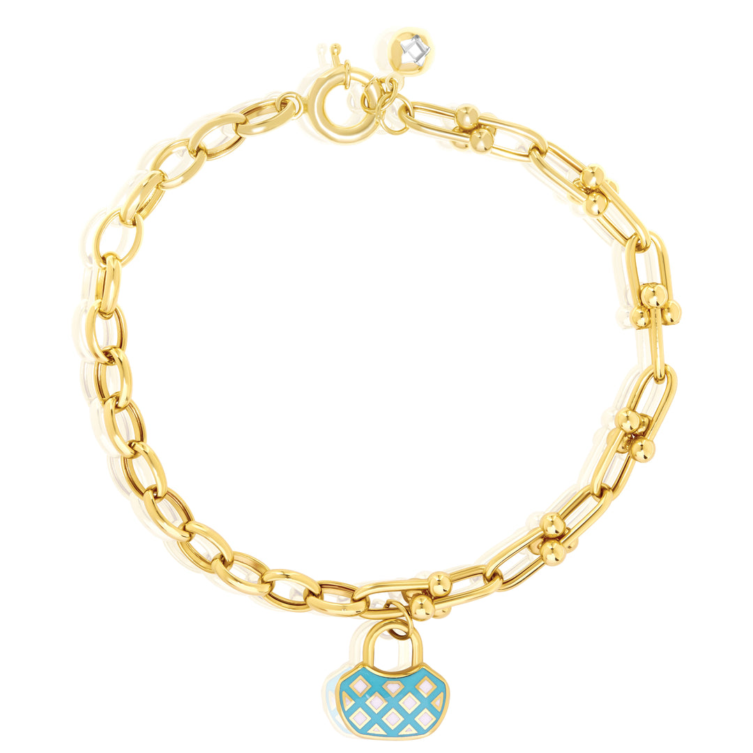 18K Real Gold U-Linked Bag Bracelet