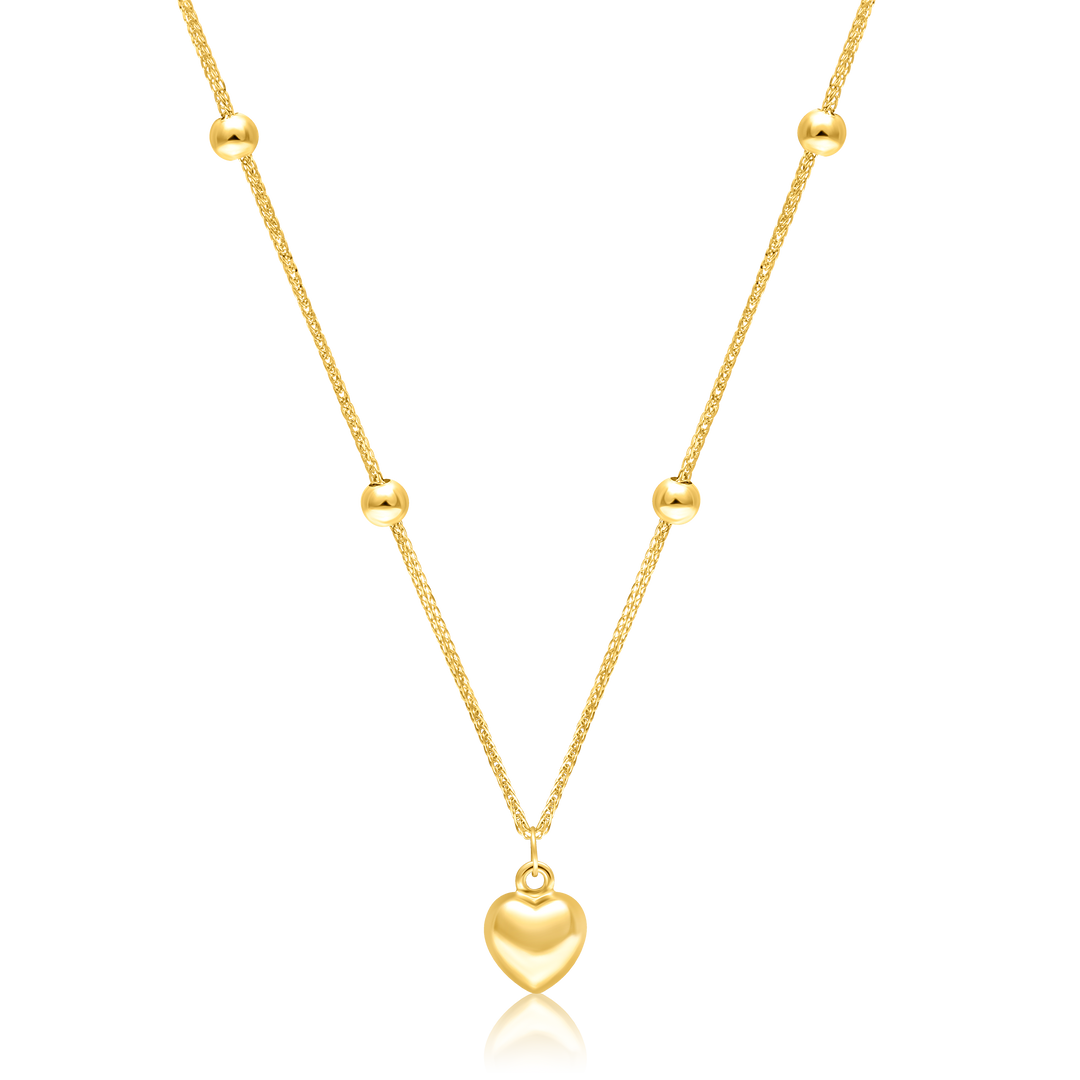 18K Real Gold Heart Seed Necklace