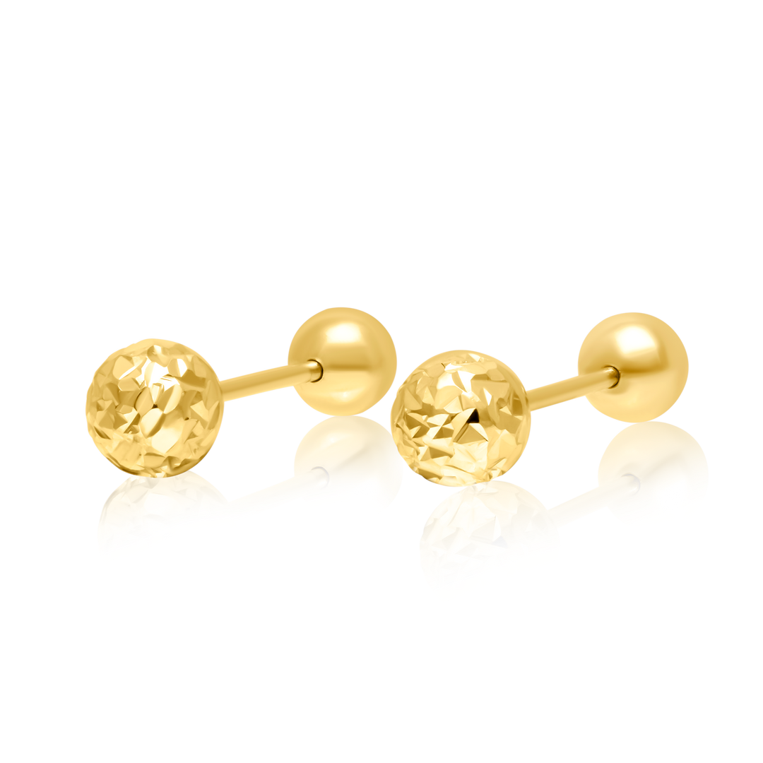 18K Real Gold Glittering Ball Earring Set