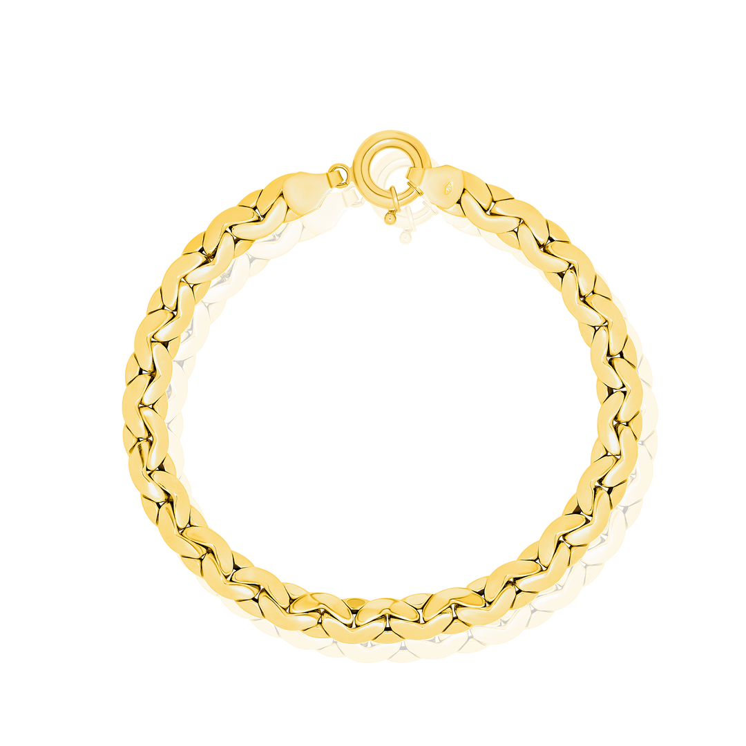 18K Real Gold Thick Linked Bracelet