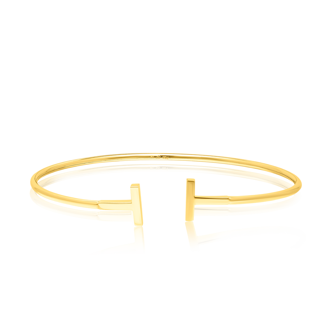 18K Real Gold Adjustable T Bangle