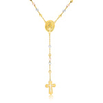 Load image into Gallery viewer, 18K Real Gold Rosary Seed Cross Necklace

