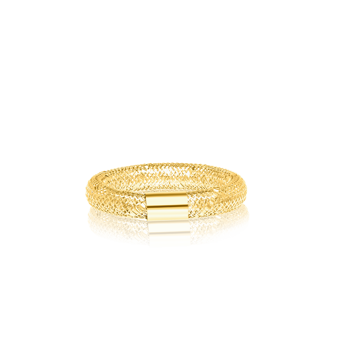 18K Real Gold Elastic Bangle & Ring Set