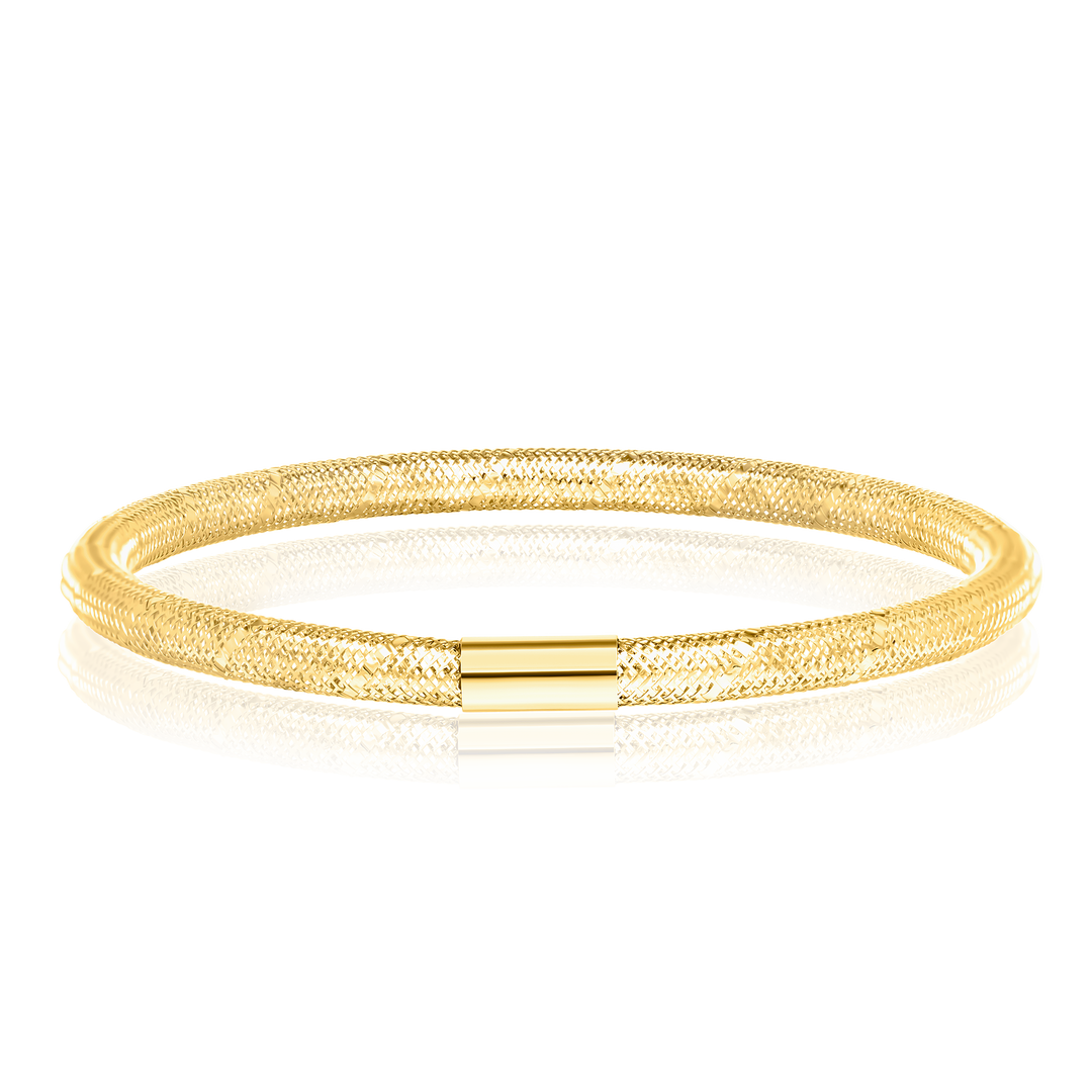 18K Real Gold Elastic Bangle & Ring Set