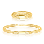 18K Real Gold Elastic Bangle & Ring Set
