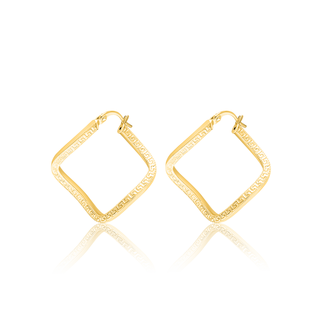 18K Real Gold Twisted Square Jewelry Set