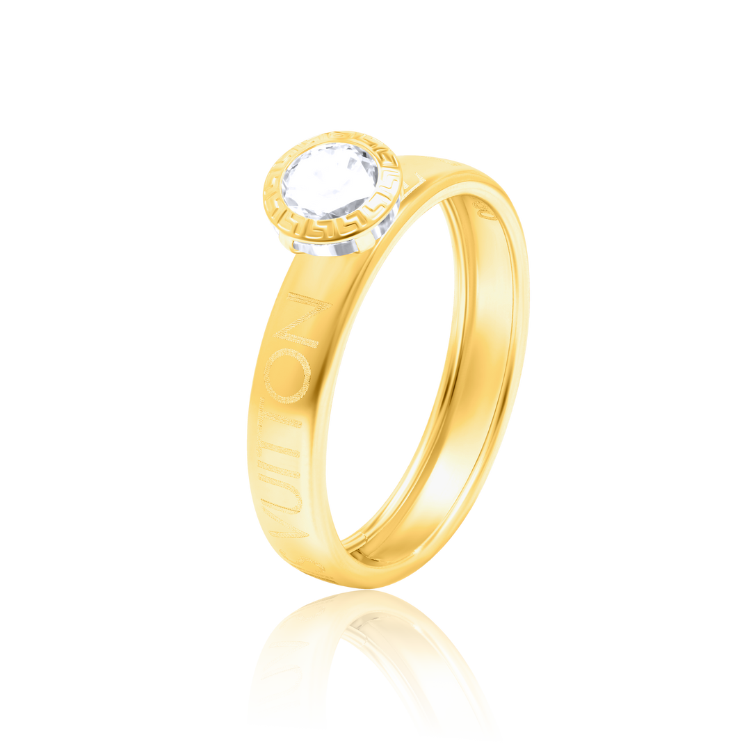 18K Real Gold Stone Ring